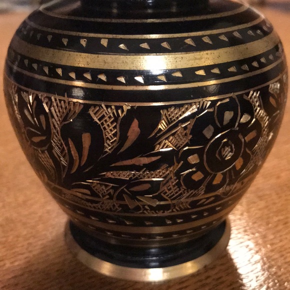 Solid Etched Brass Vase - Picture 3 of 4